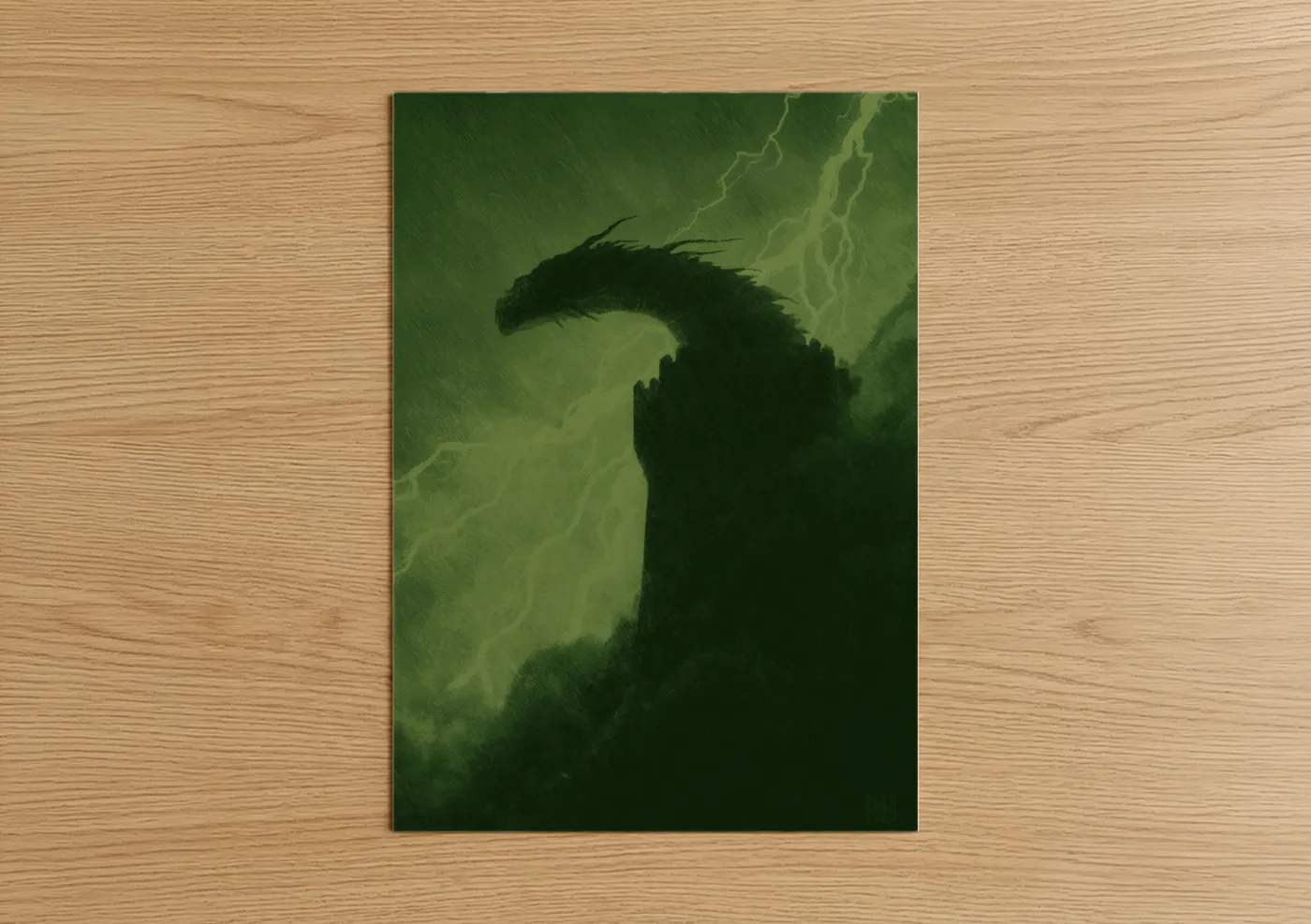 Dark Storm Dragon Fantasy Wall Art