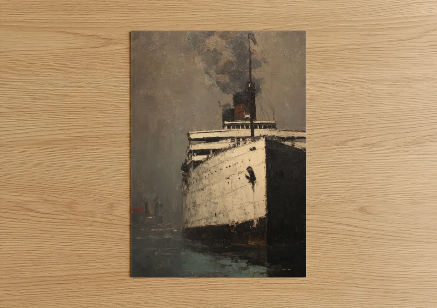 Vintage Cruise Ship in Fog Painting Wall Art