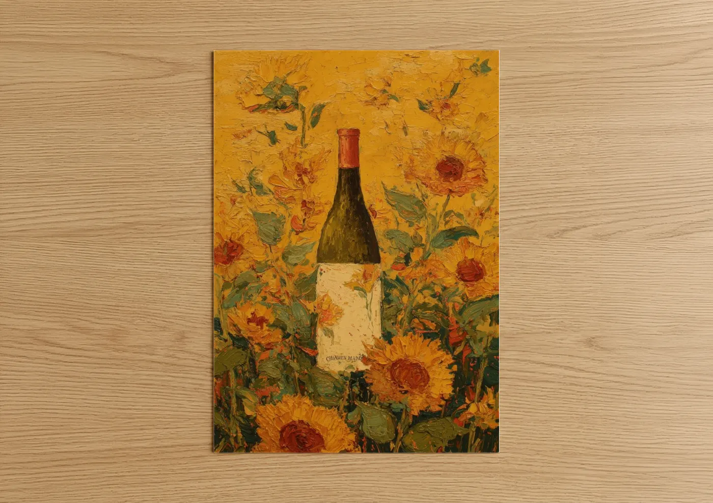 Red Wine Sunflower Field Painting Wall Art