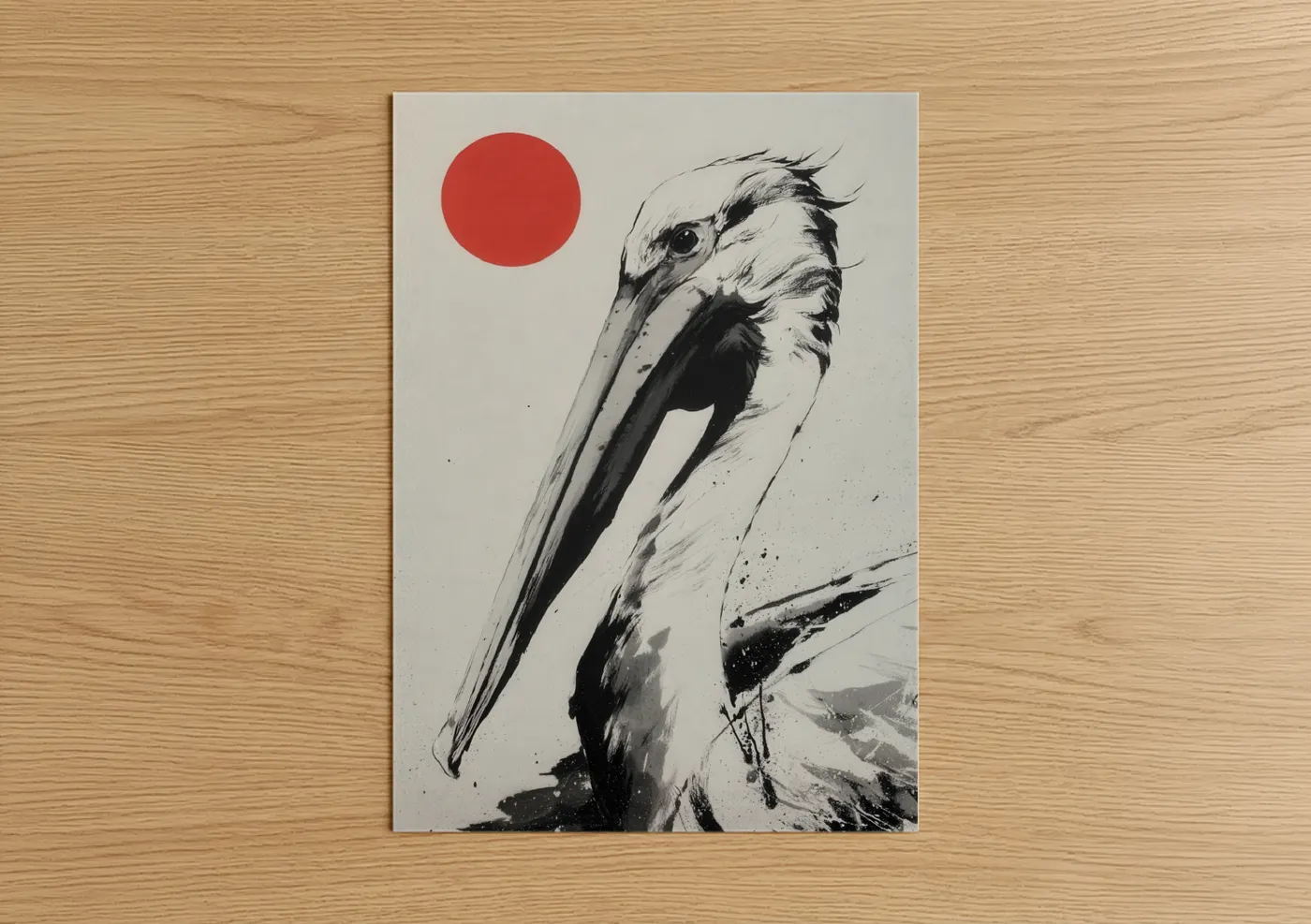 Crimson Pelican Minimalist Wall Art