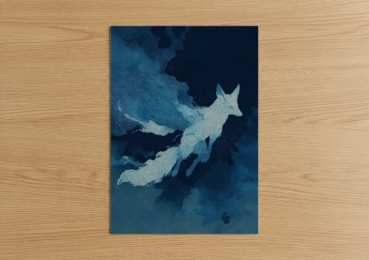 Celestial Fox Night Sky Wall Art