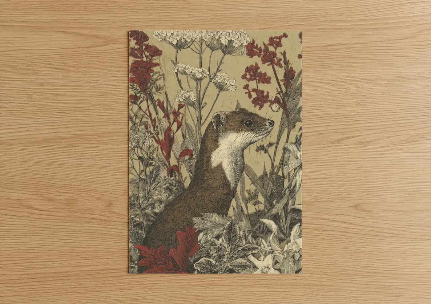 Garden Weasel Botanical Illustration Wall Art
