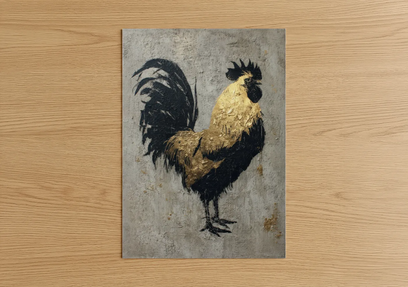 Golden Rooster Black Rustic Wall Art