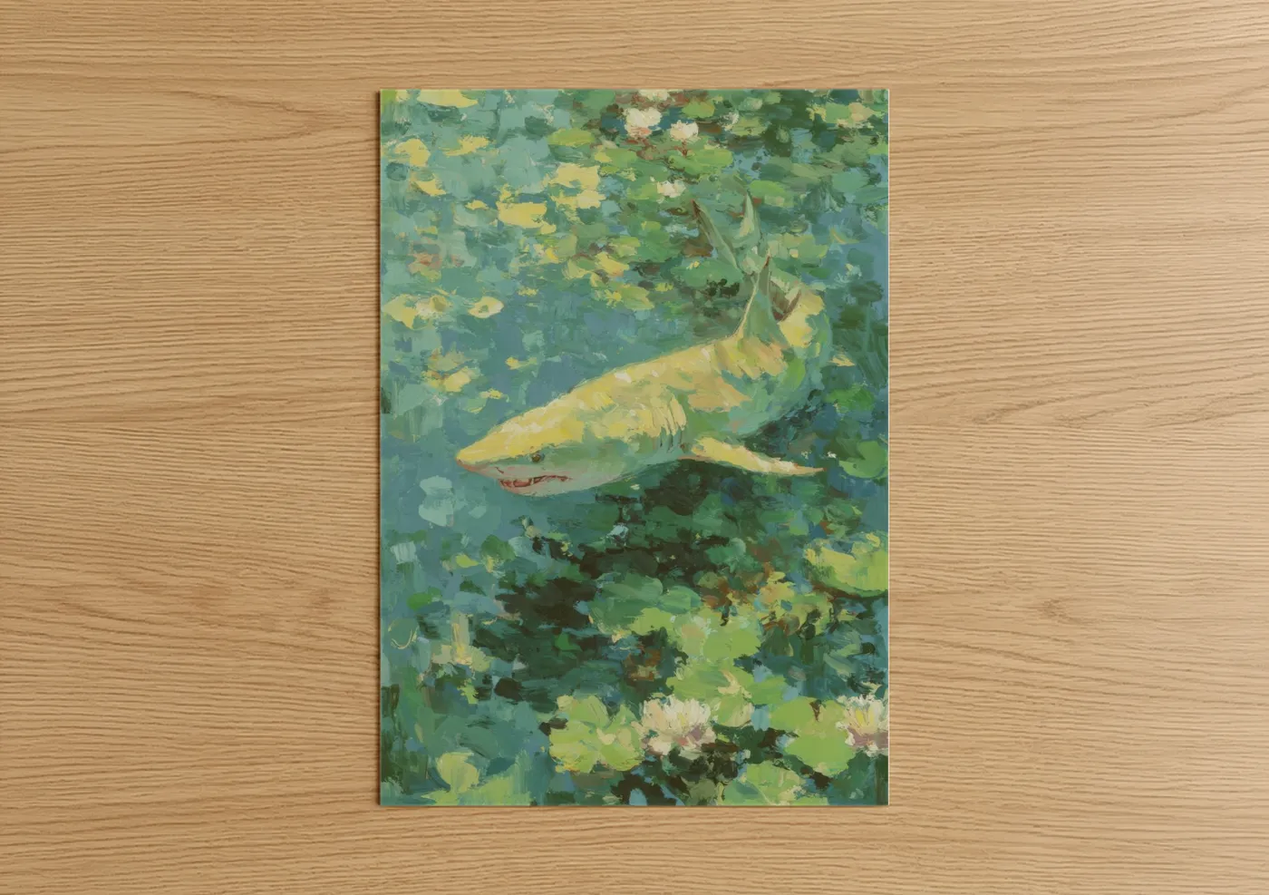 Lemon Shark Lily Pads Impressionist Wall Art