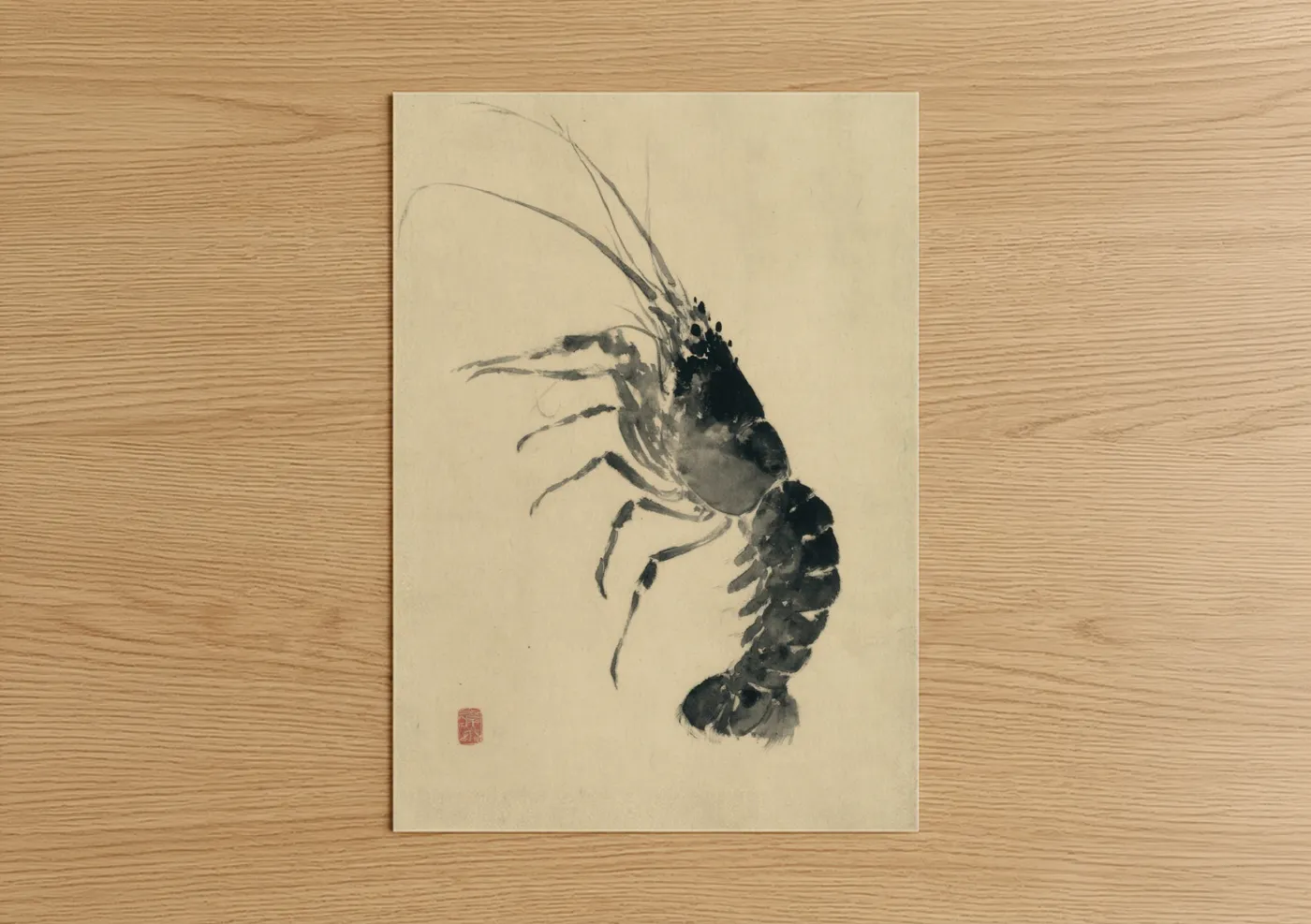 Ink Lobster Watercolor Sea Life Wall Art