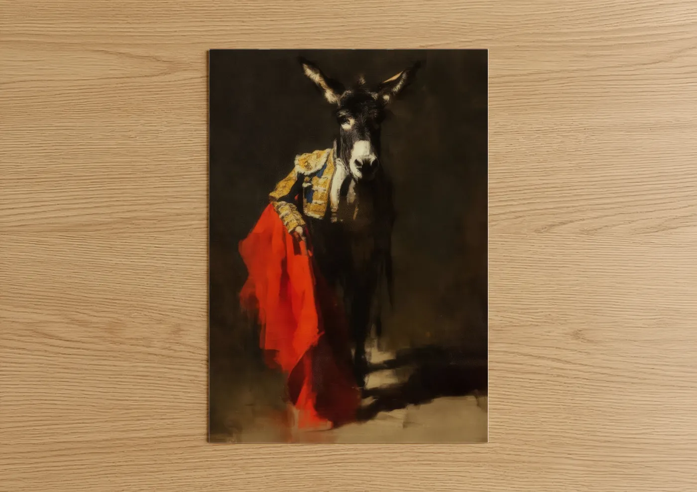 Royal Donkey in Gold and Red Regal Attire Wall Art