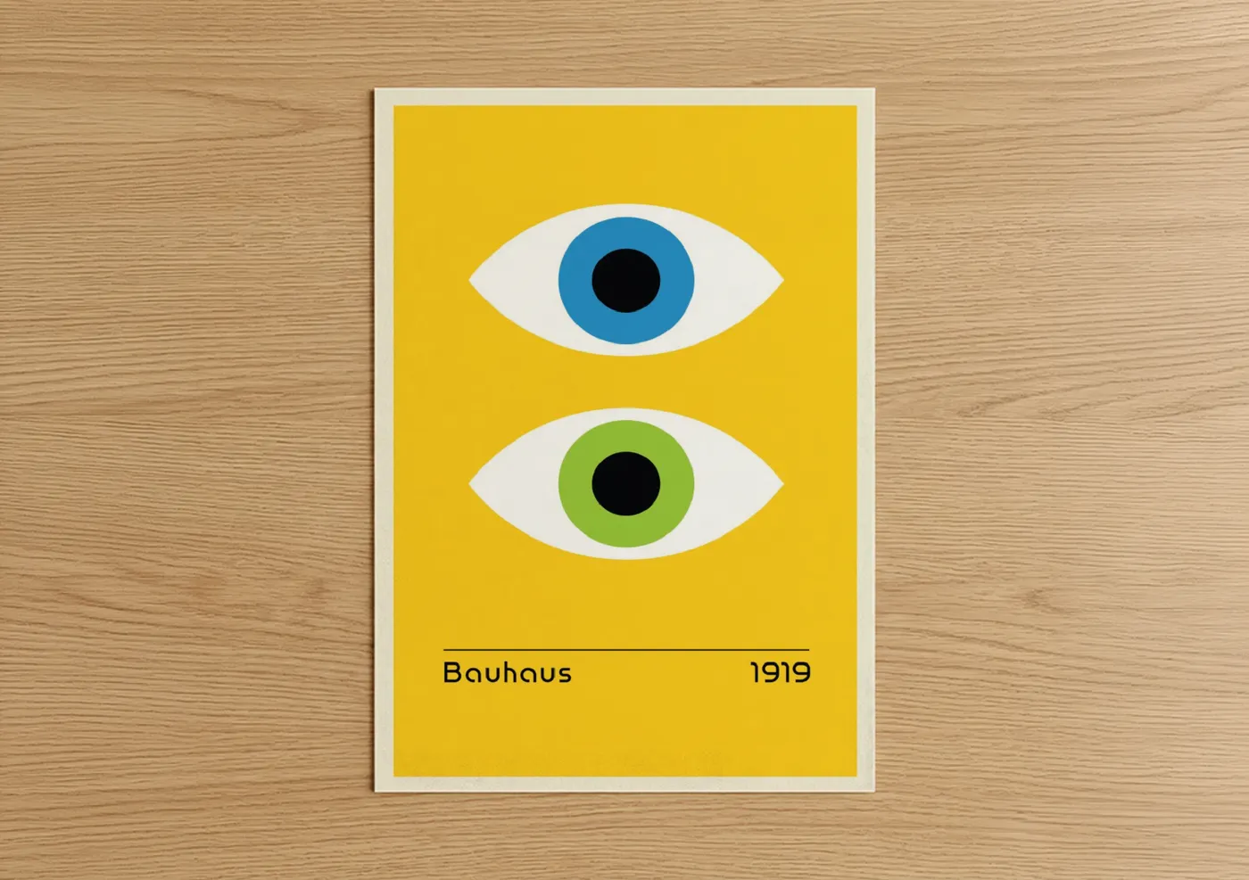 Bauhaus Geometric Eyes Yellow Abstract Wall Art