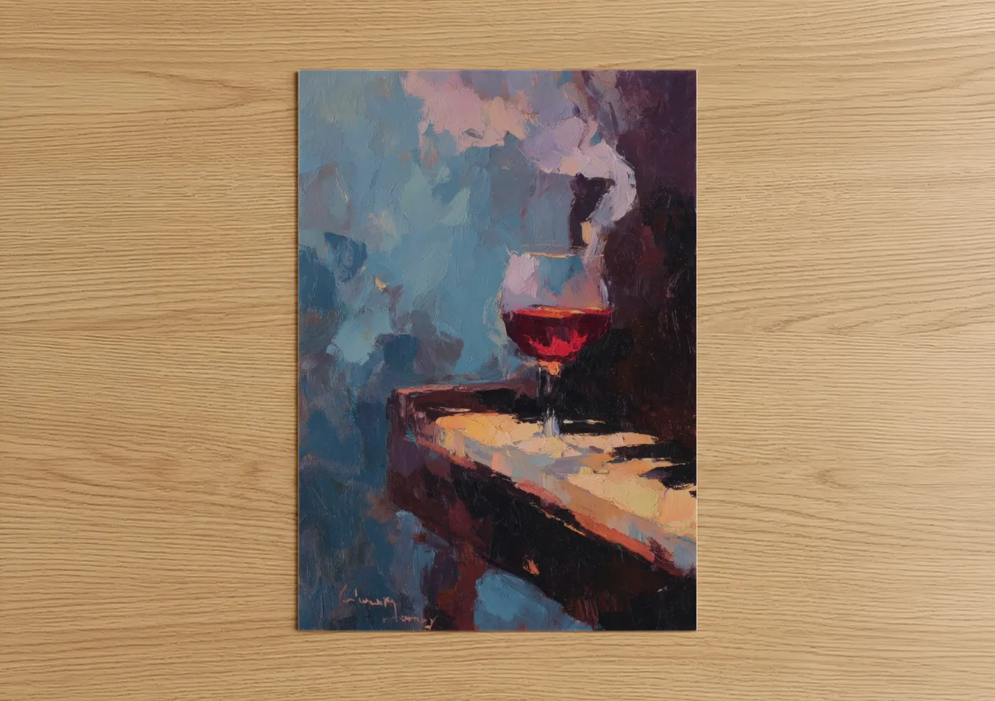Red Wine Glass Impressionist Painting Wall Art
