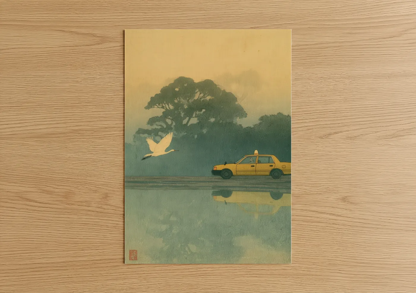 Yellow Taxi Cab Minimalist Art Print Wall Art