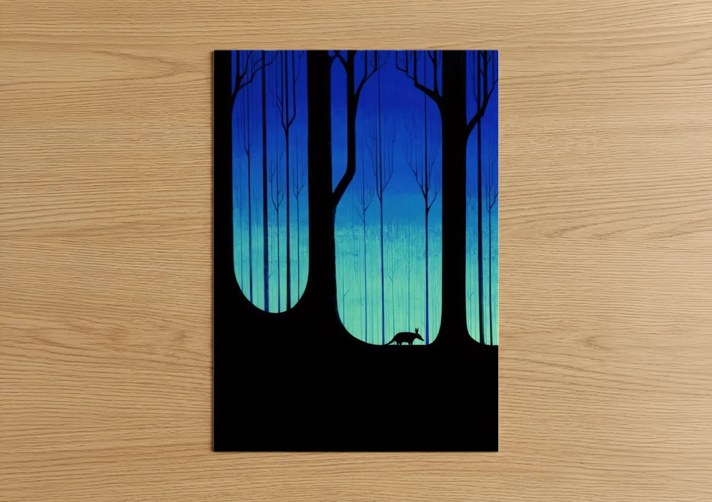 Neon Aardvark Forest Silhouette Wall Art