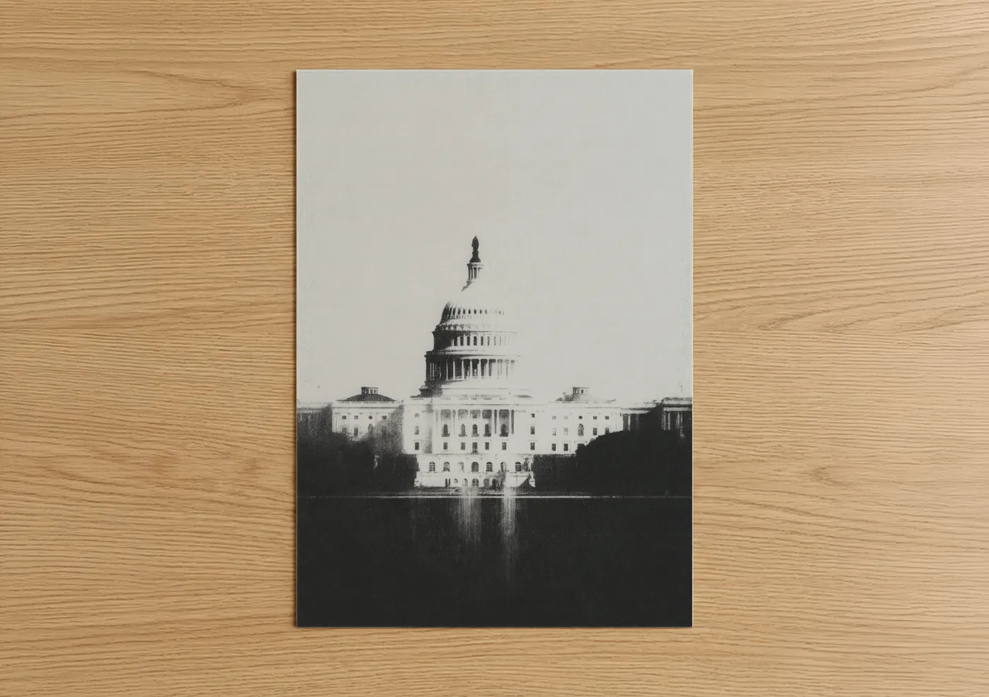 US Capitol Building Black White Photography Wall Art