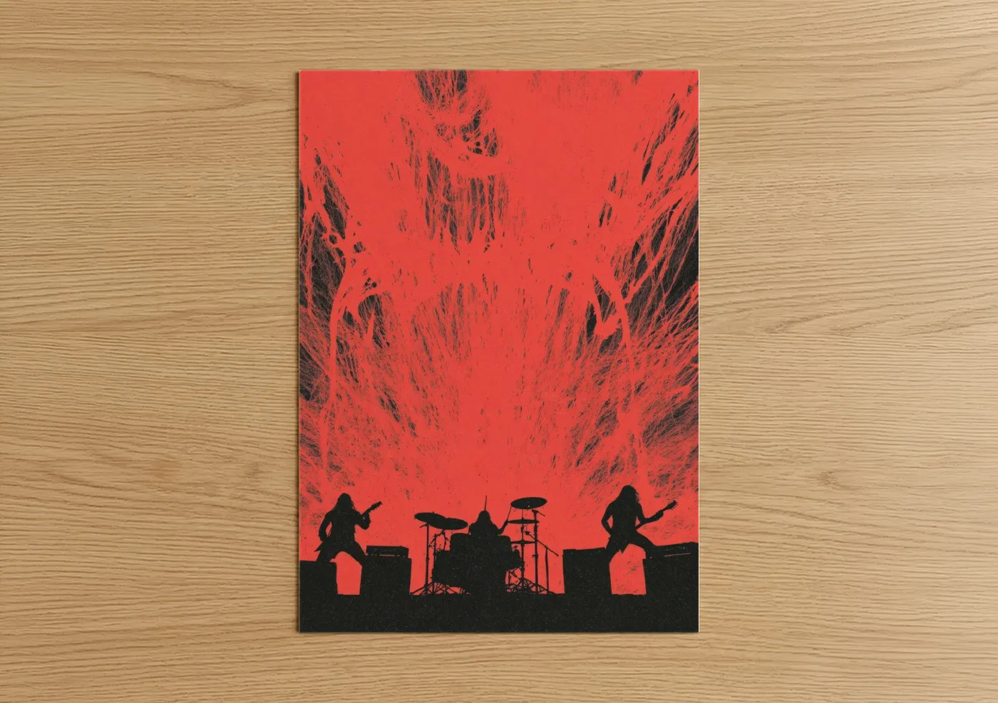 Death Metal Band Red Stage Silhouette Wall Art