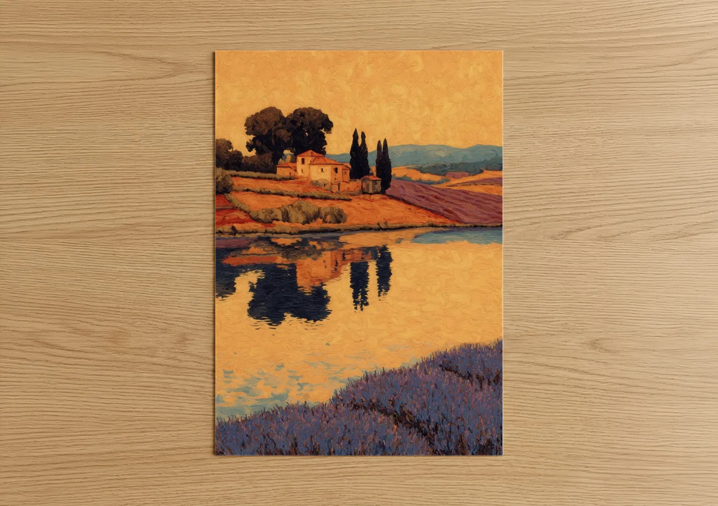 Tuscan Countryside Lake Landscape Wall Art