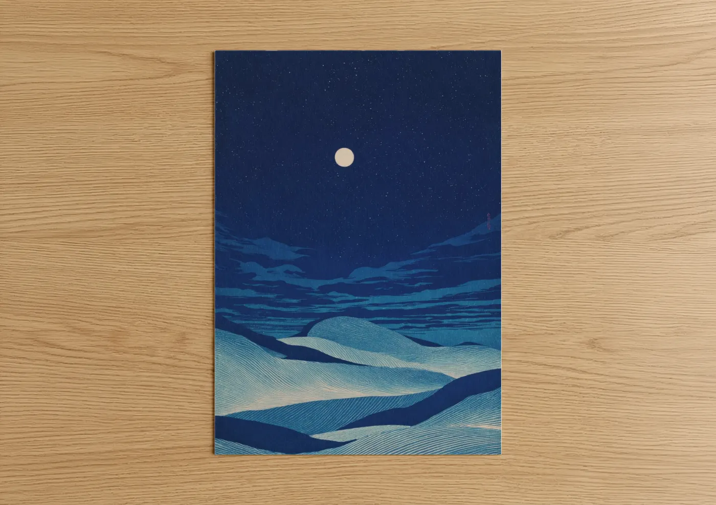 Moonlit Desert Dunes Night Sky Wall Art