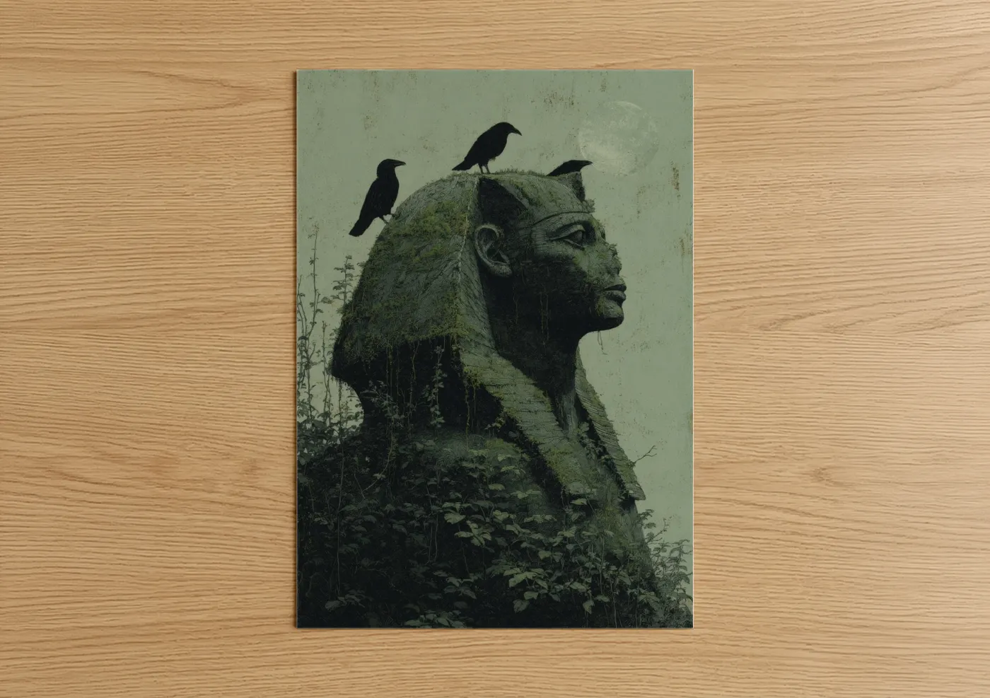 Verdant Sphinx Mythical Stone Wall Art