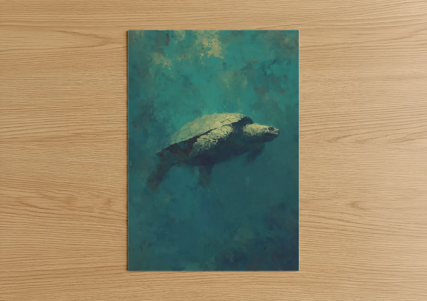 Sea Turtle Swimming Underwater Wall Art