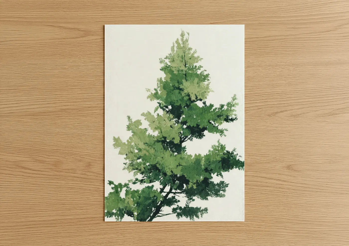 Verdant Bonsai Tree Watercolor Wall Art