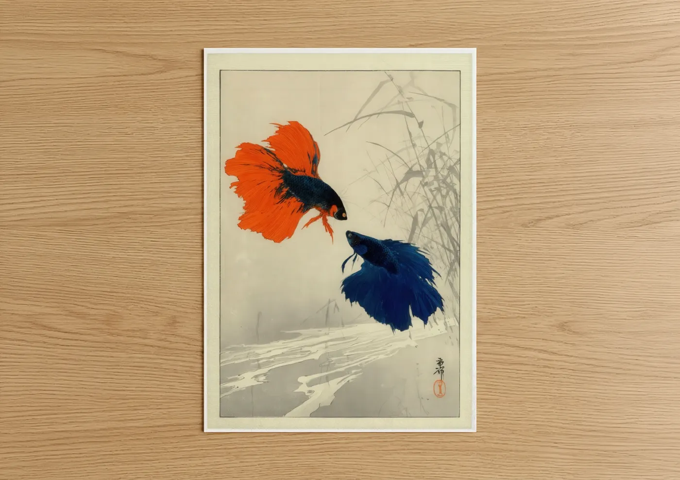 Fighting Fish in Orange and Blue Wall Art