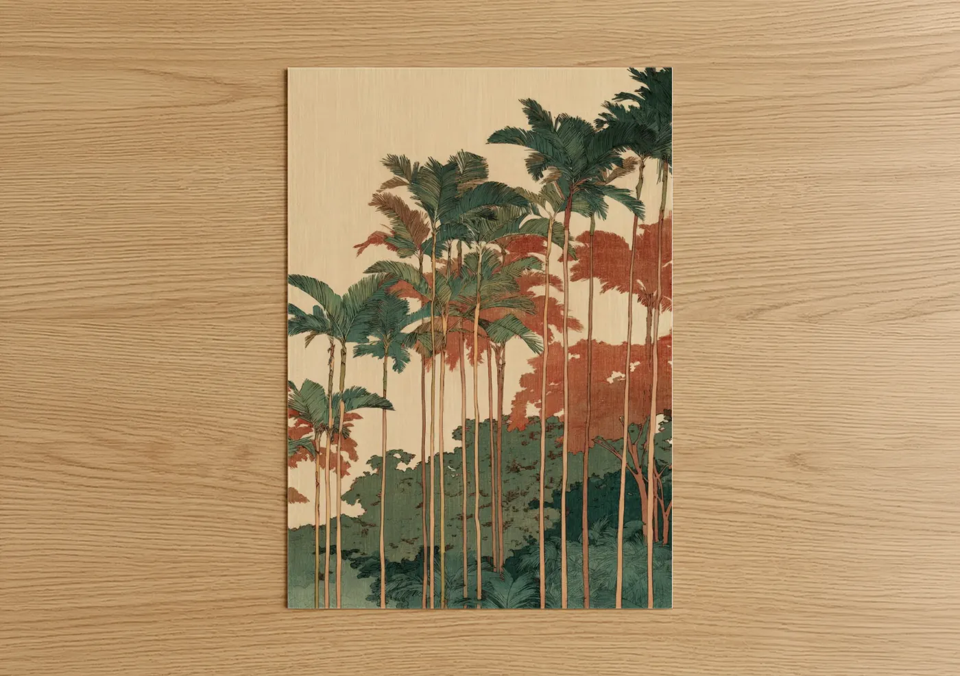 Crimson Palm Forest Tropical Landscape Wall Art