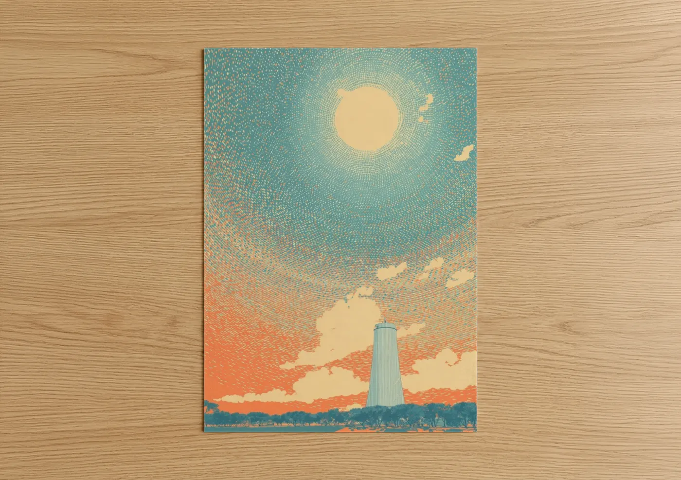 Industrial Power Plant Sunrise Illustration Wall Art
