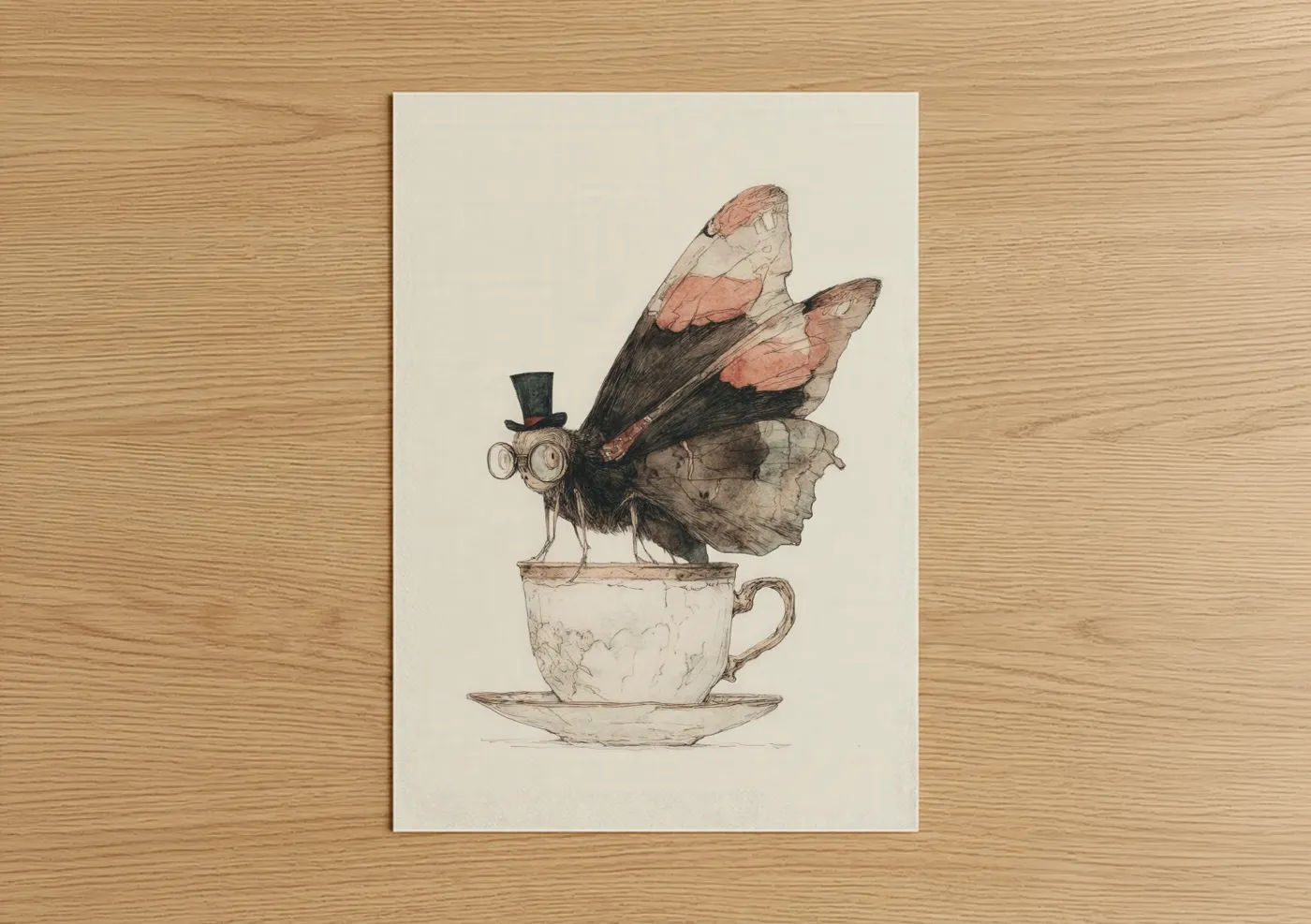 Steampunk Butterfly Illustration Vintage Wall Art