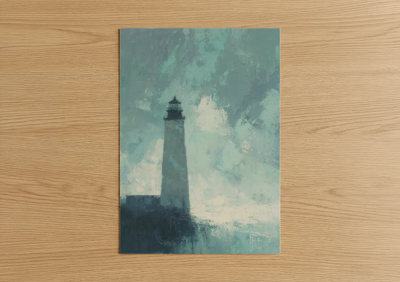 Misty Lighthouse Impressionist Painting Wall Art