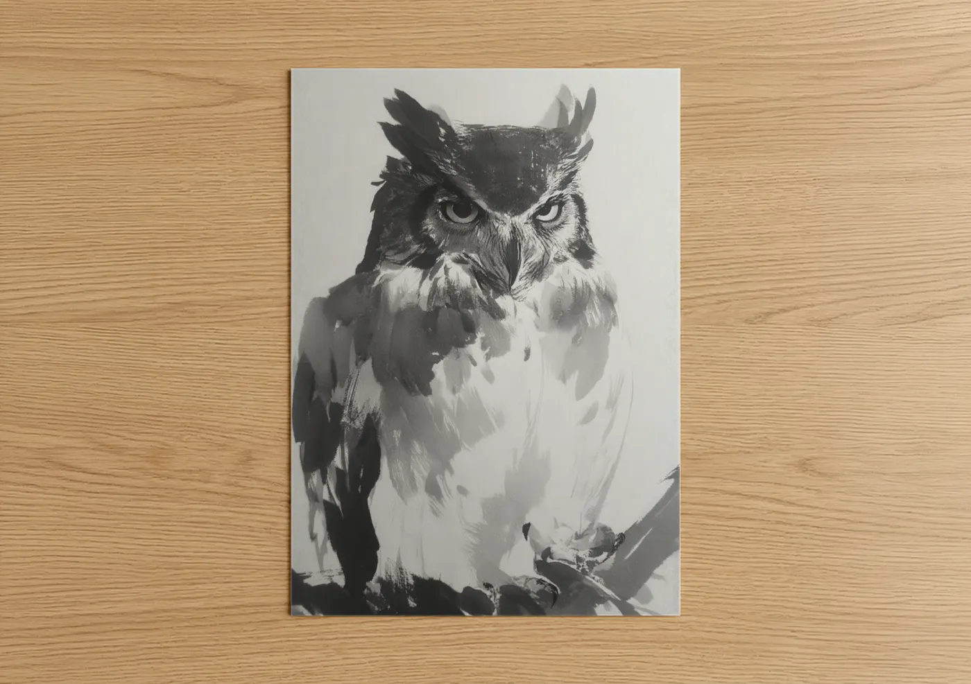 Black and White Owl Stare Wildlife Wall Art