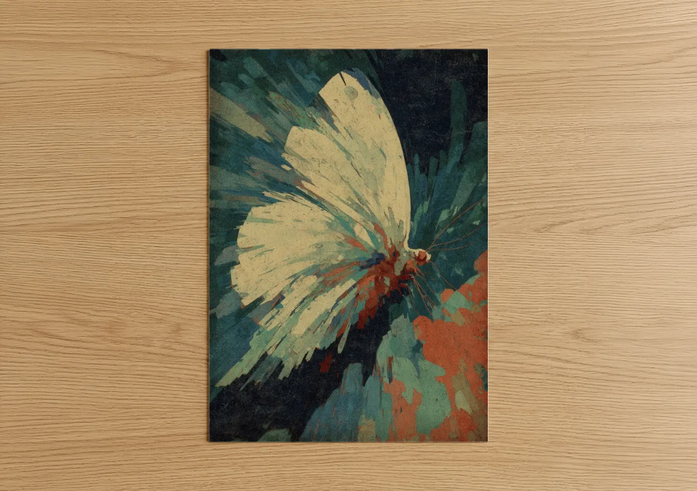 Cream Butterfly Impressionist Fine Wall Art