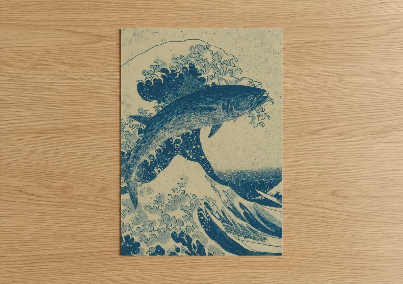 Great Wave Tuna Japanese Woodblock Wall Art