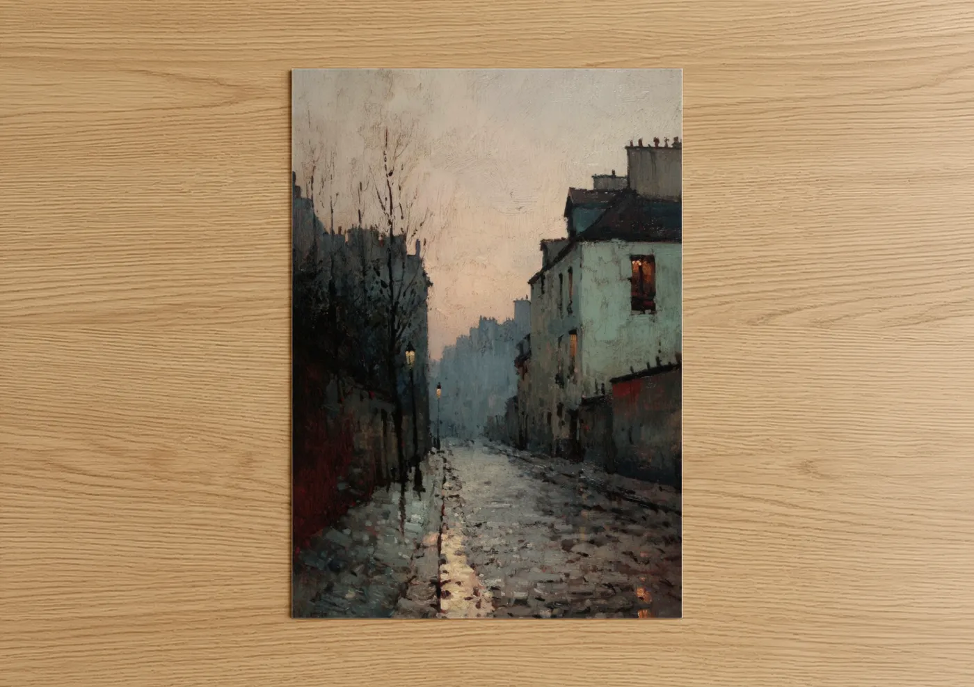 Urban Street Sunrise Impressionist Painting Wall Art