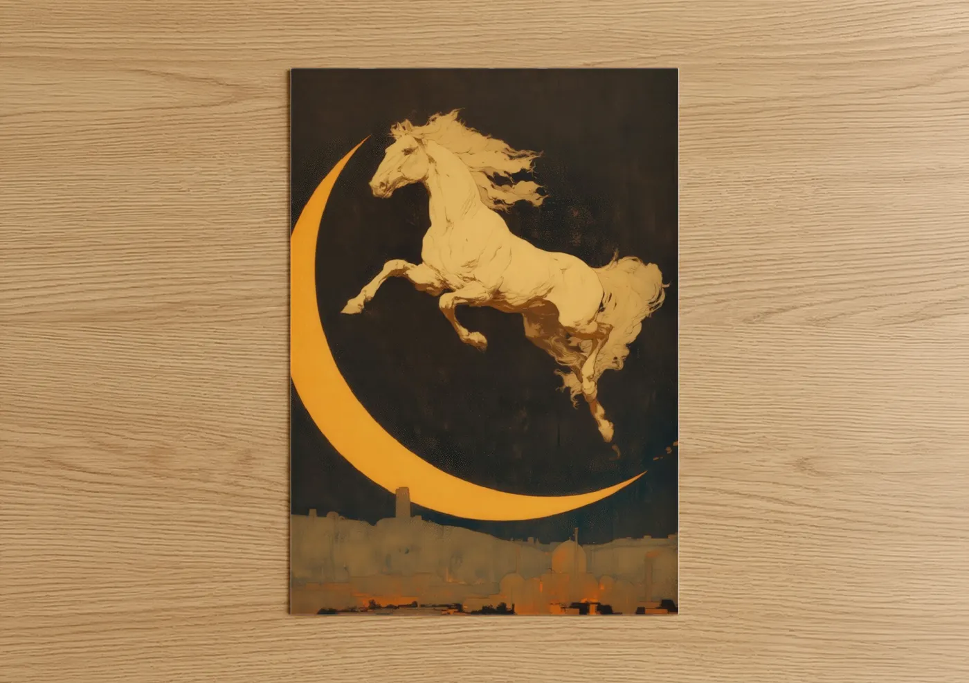 Moonlit Arabian Horse Night Sky Wall Art