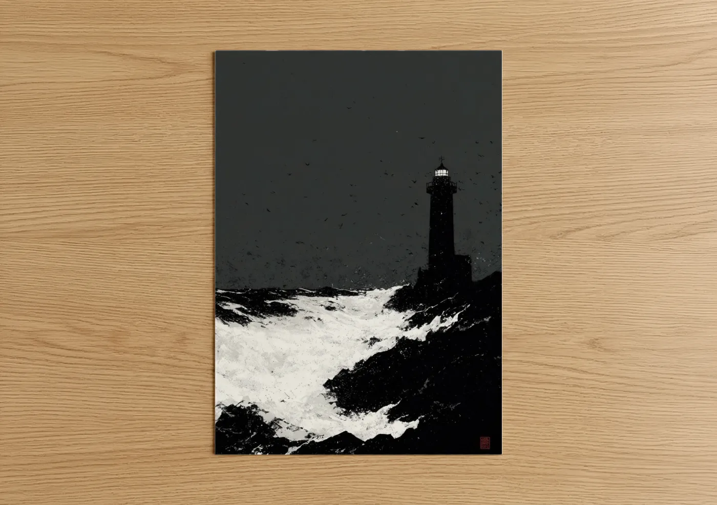 Dramatic Lighthouse Storm Seascape Wall Art