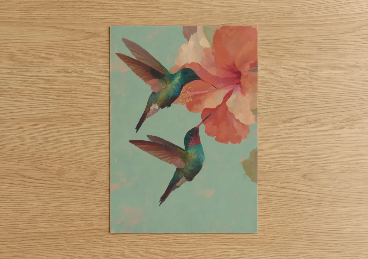 Hummingbird Romance Floral Love Wall Art