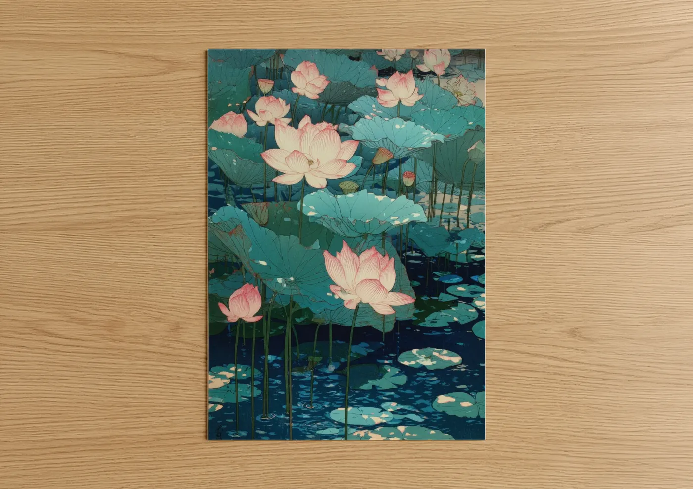 Pink Lotus Flowers Water Lily Pond Wall Art