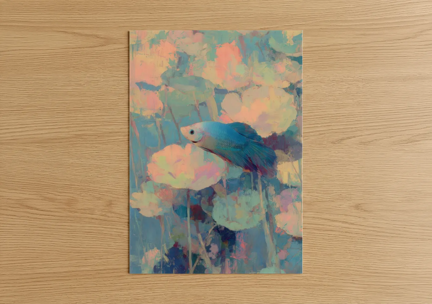 Blue Betta Fish Impressionist Wall Art