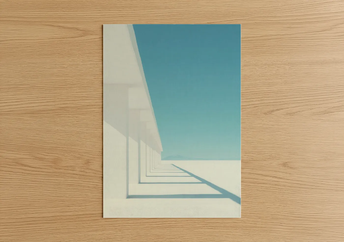 Minimalist Architectural Columns Turquoise Wall Art