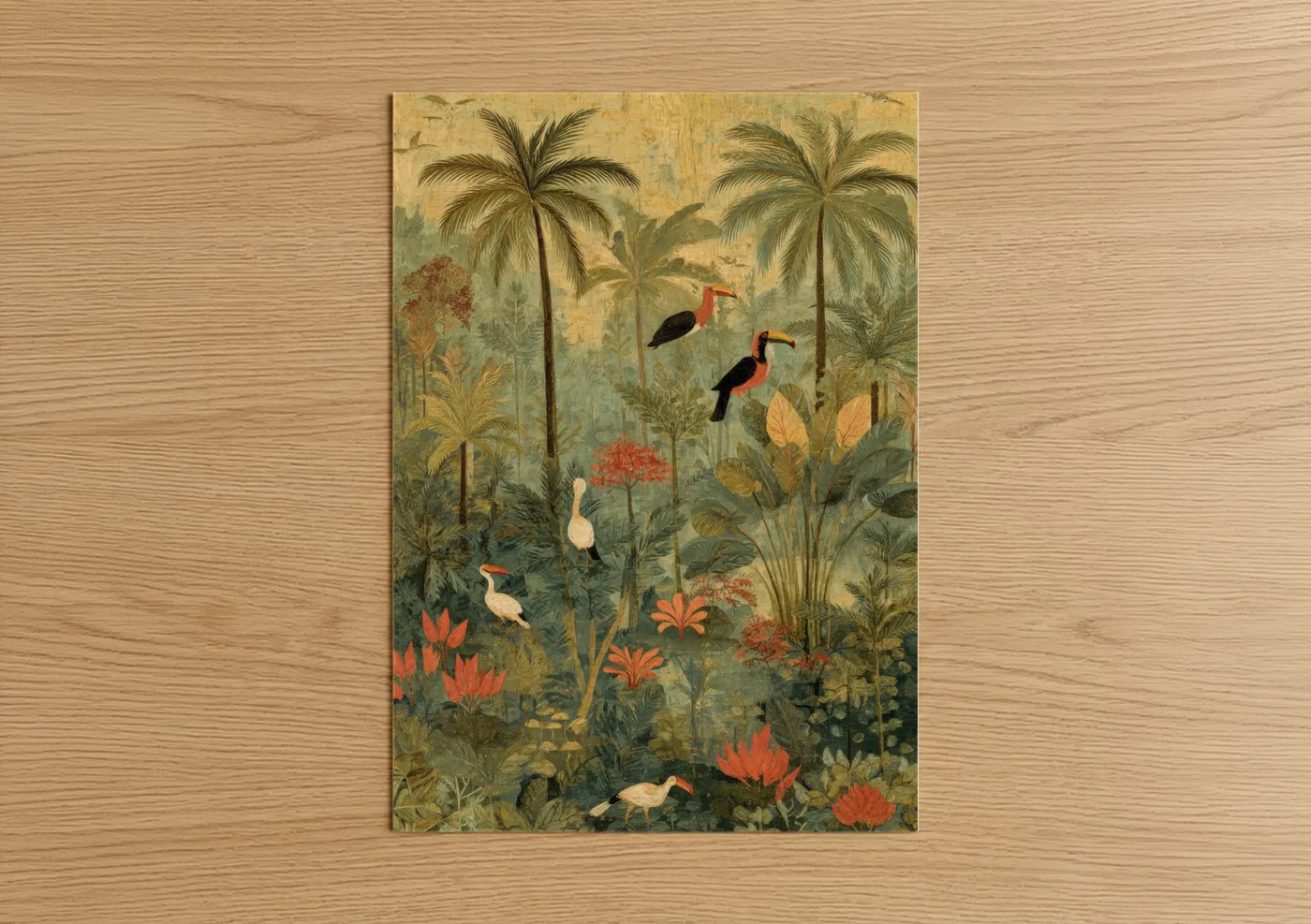 Tropical Jungle with Toucans and Herons Wall Art