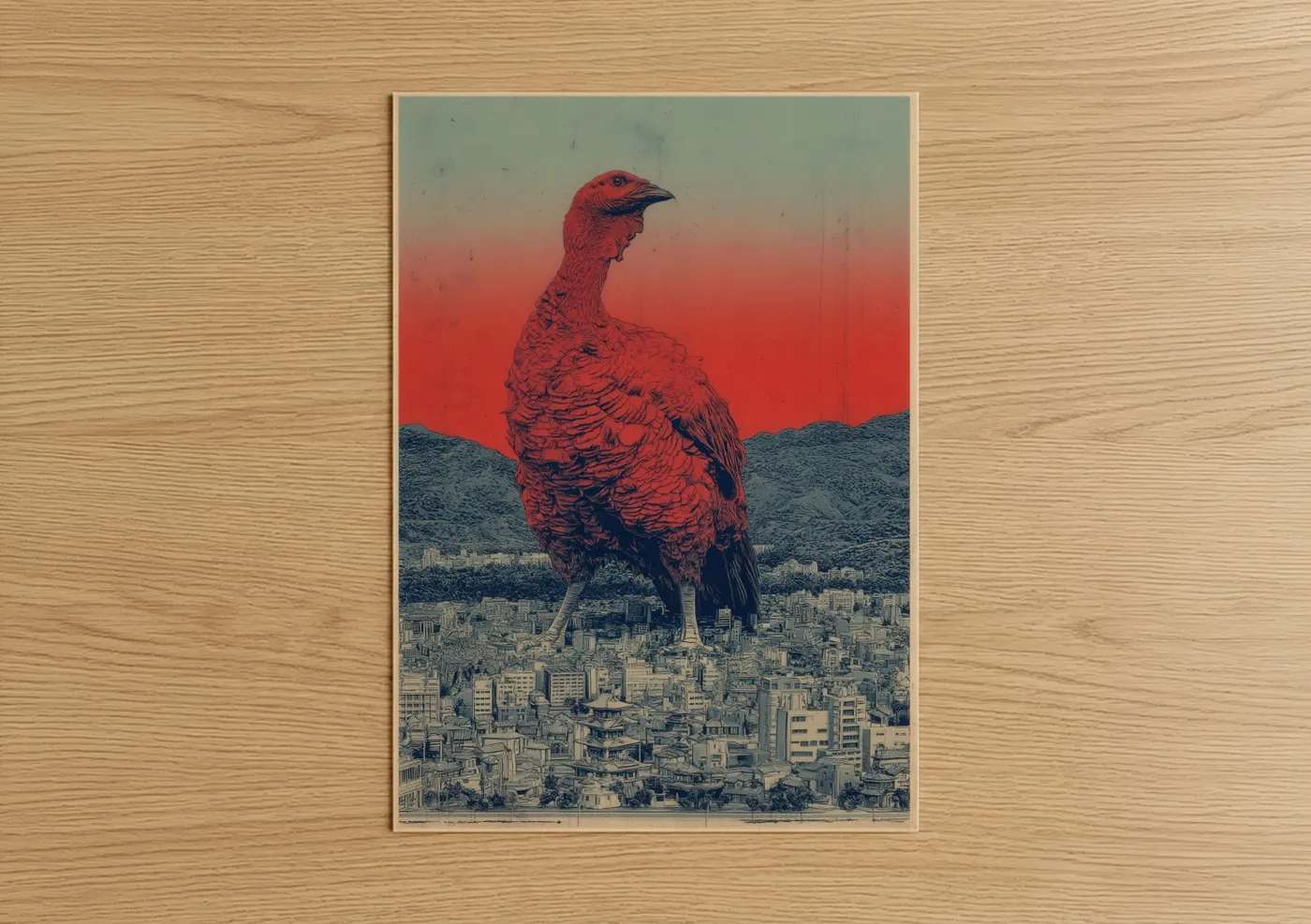 Crimson Turkey Giant Surreal Wall Art
