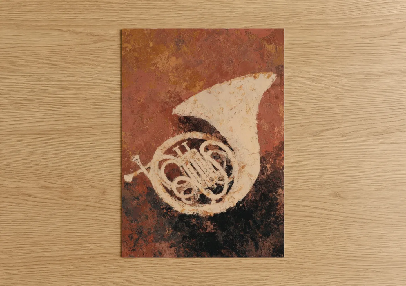Vintage French Horn Rustic Music Wall Art