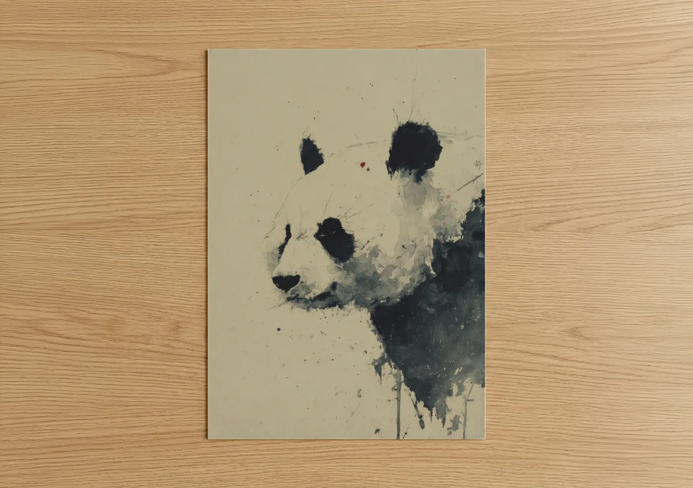 Contemplative Panda Watercolor Wall Art