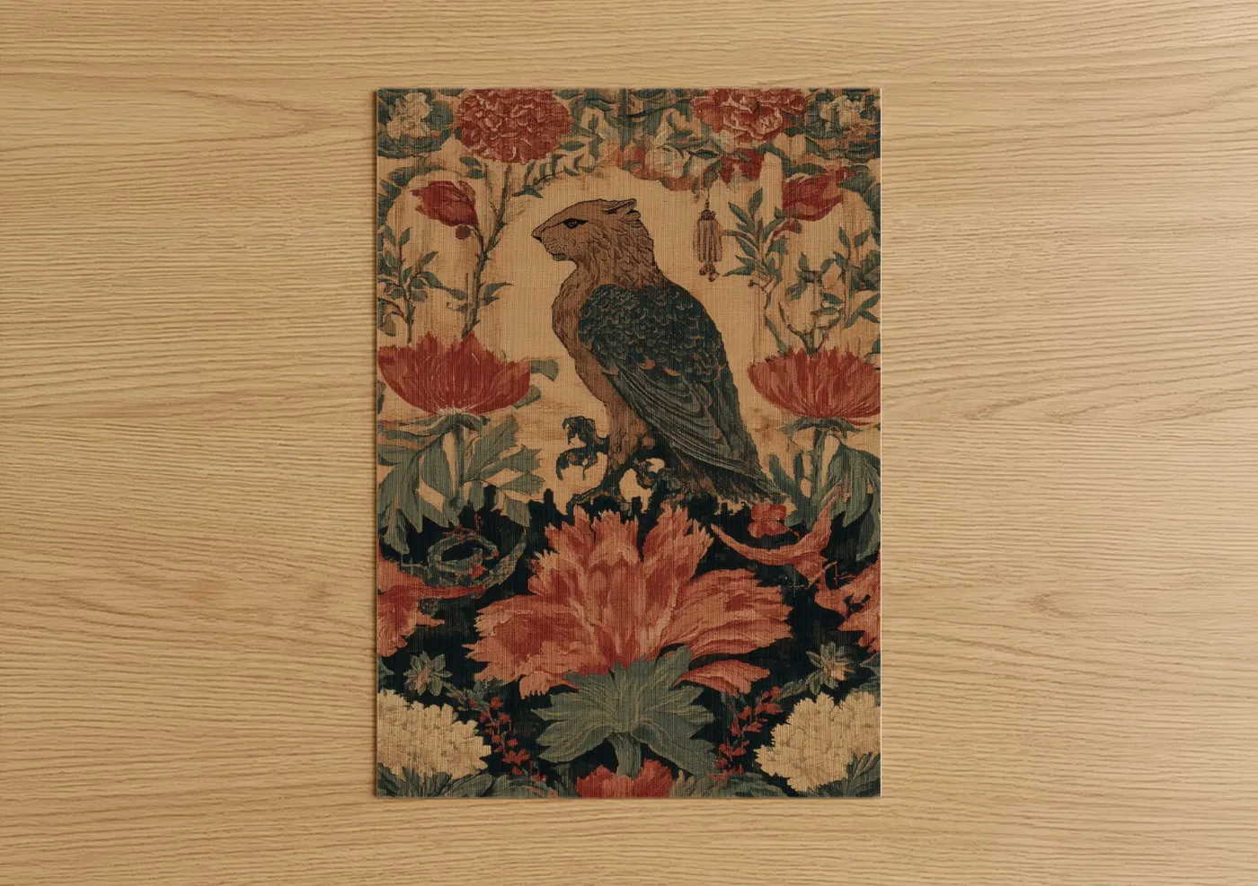 Regal Sphinx with Flowers Tapestry Wall Art
