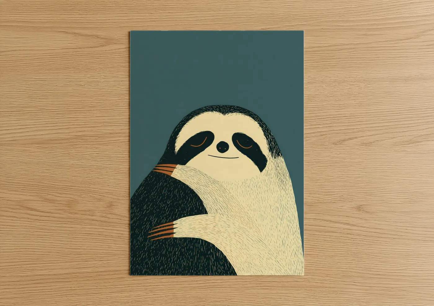 Cozy Sloth Illustration Modern Wall Art