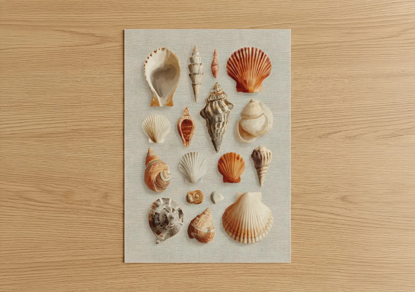 Vintage Seashell Collection Illustration Wall Art