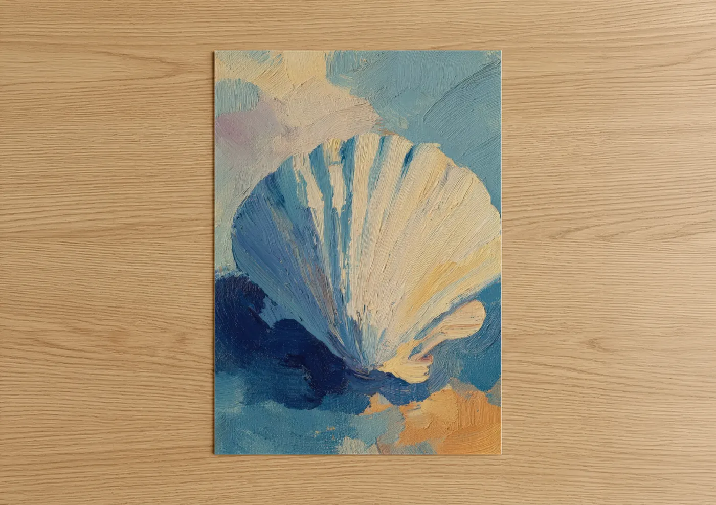 Golden Seashell Abstract Oil Painting Wall Art
