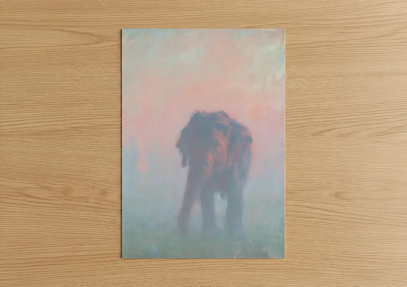 Asian Elephant Misty Morning Watercolor Wall Art