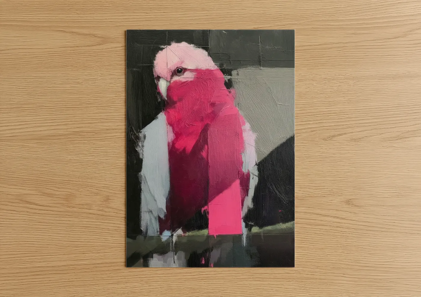 Pink Parrot Abstract Portrait Wall Art