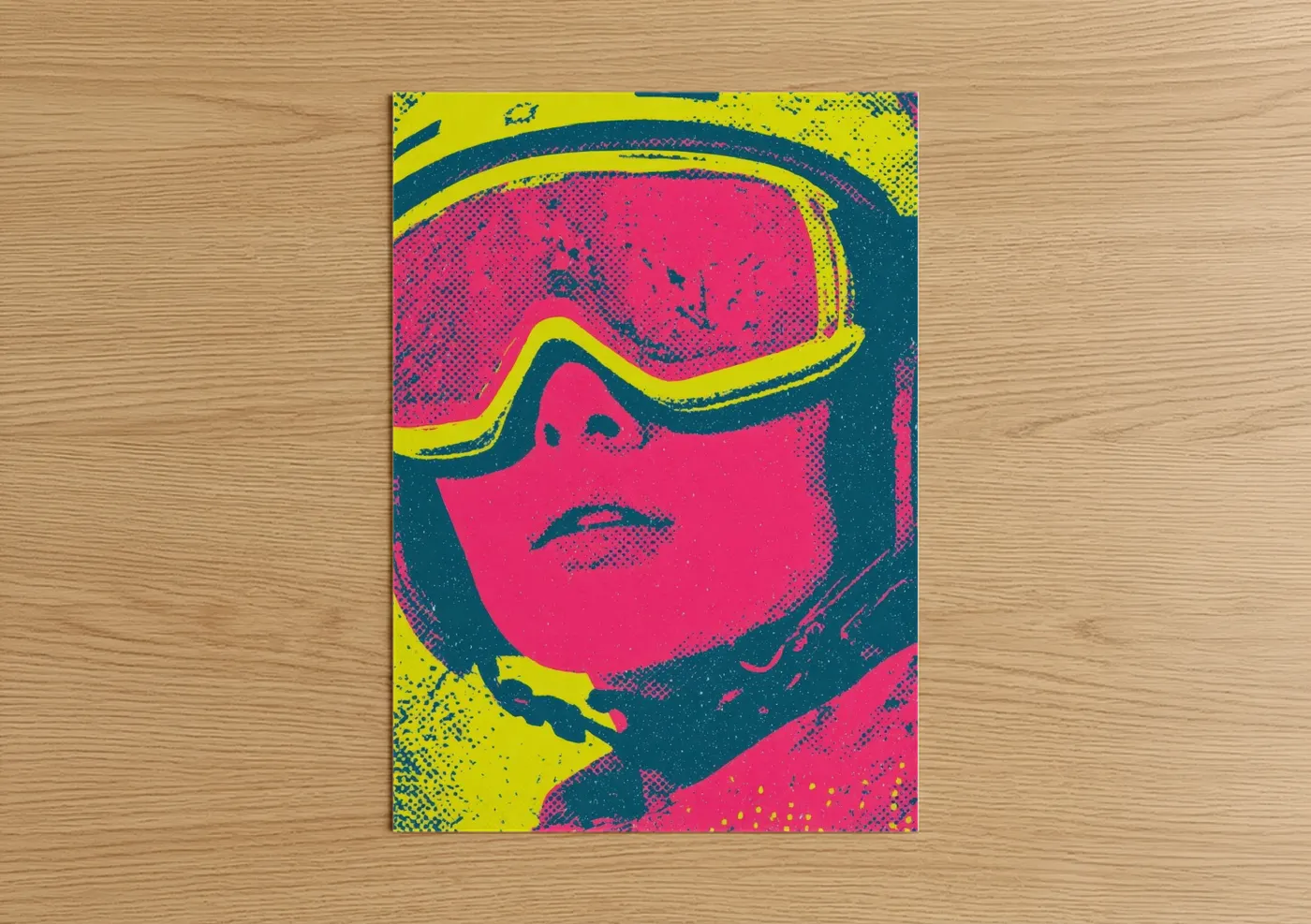 Neon Skier Pop Art Winter Sports Wall Art