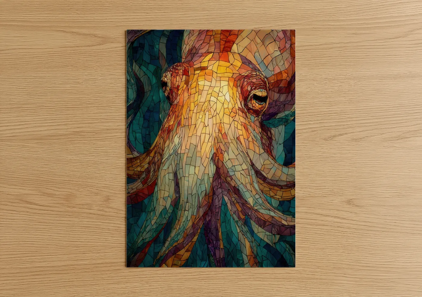 Mosaic Squid Stained Glass Wall Art