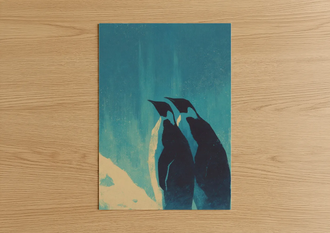 Penguin Pair Love Watercolor Wall Art