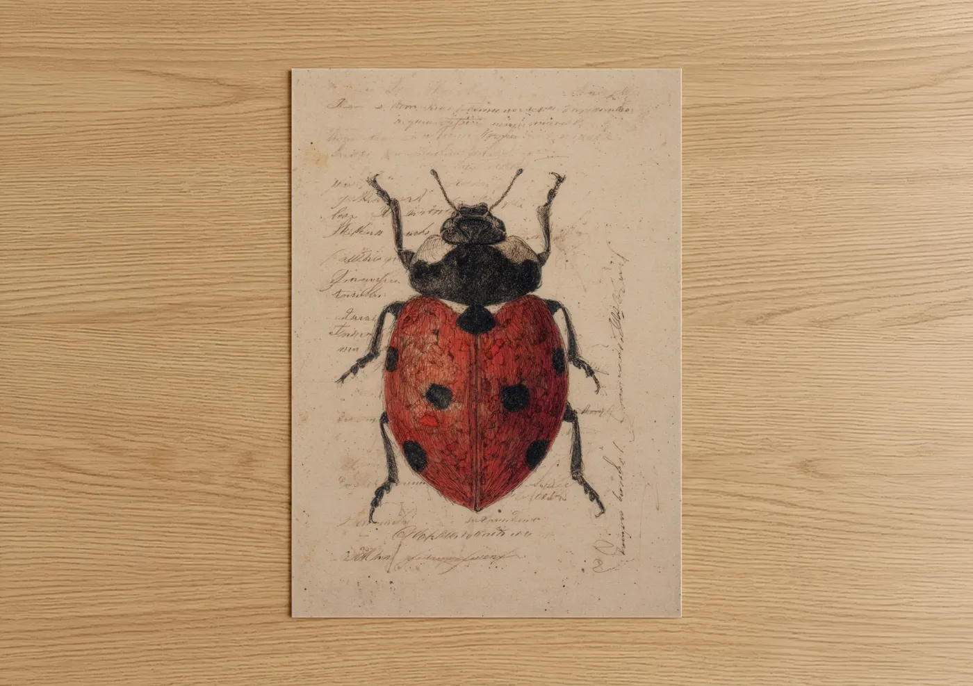 Classic Ladybug Scientific Illustration Wall Art